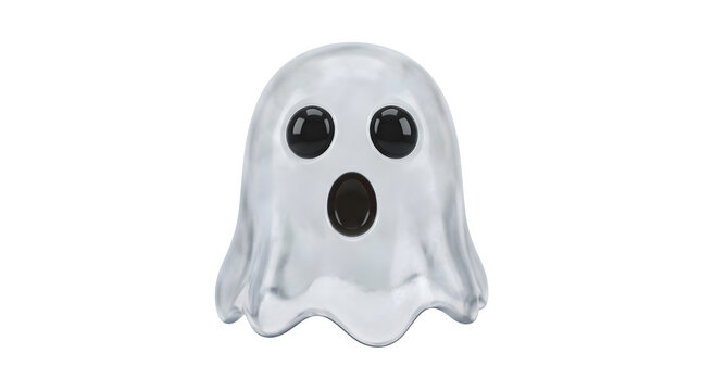 Ghost with black eyes on transparent background for Halloween design.