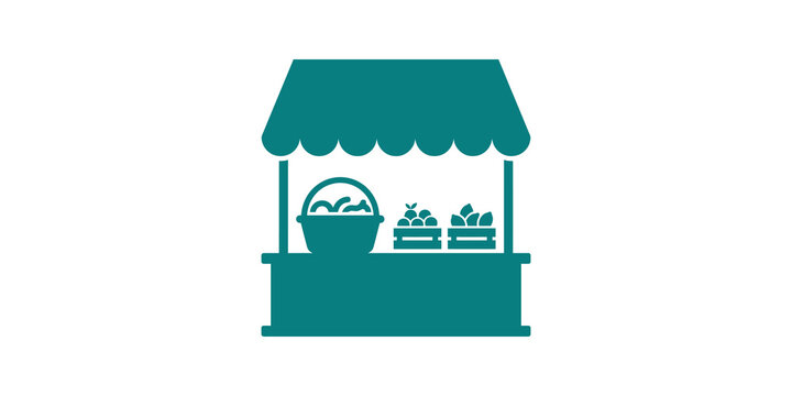 Local market stall stall flat icon on transparent background vector.