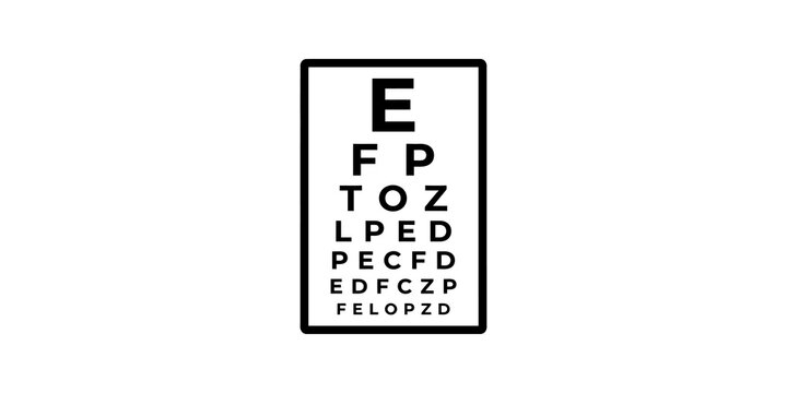 Framed visual acuity eye test chart icon for ophthalmic clinical check.
