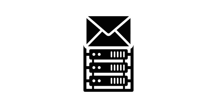 Email server database black icon for cloud storage and communication.