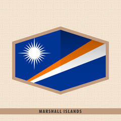 Fototapeta premium Marshall Islands Flag Hexagon Badge. Modern Geometric Emblem.