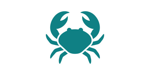 Teal crab silhouette flat icon for seafood logo and marine designs. © SAJID