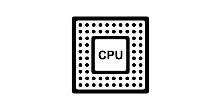 Computer cpu processor chip icon displaying hardware circuit details.