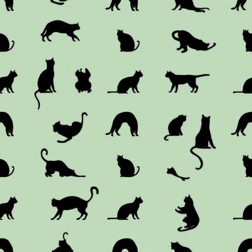 
Black cat silhouettes seamless pattern graphic illustration

