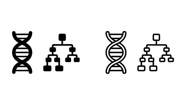 DNA Structure and Hierarchy: A visual representation of the double helix DNA structure alongside a hierarchical tree diagram, symbolizing genetic lineage and biological organization.