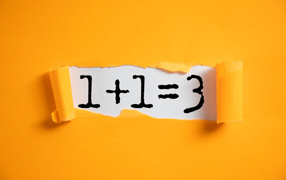 1+1=3 text on white paper