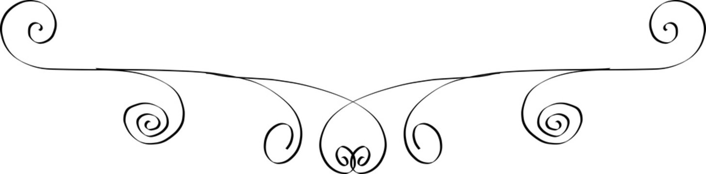 Elegant black line art swirl decorative divider design element