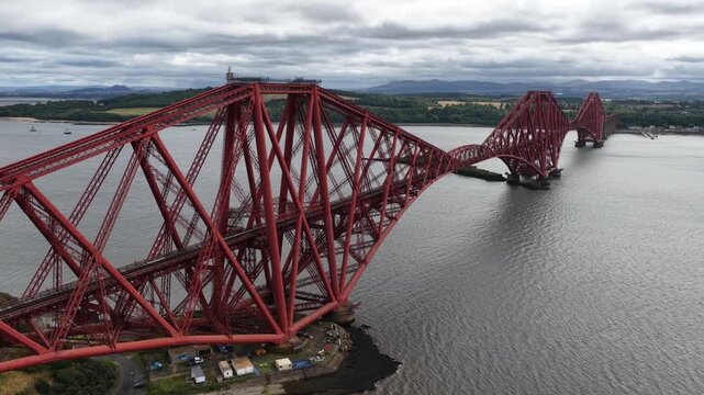 Forth bridge aerial view over the firth of forth in scotland