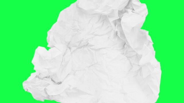 Unfolded crumpled paper stop motion. Opening and closing animation.