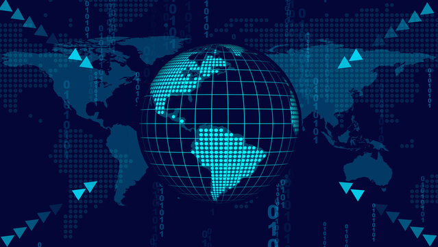 Futuristic globe with grid overlay represents global communication. Futuristic globe for international data. Futuristic globe background for worldwide network connectivity and tracking.