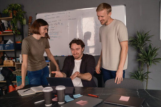 Office Collaboration Between Colleagues During a Team Brainstorming Session