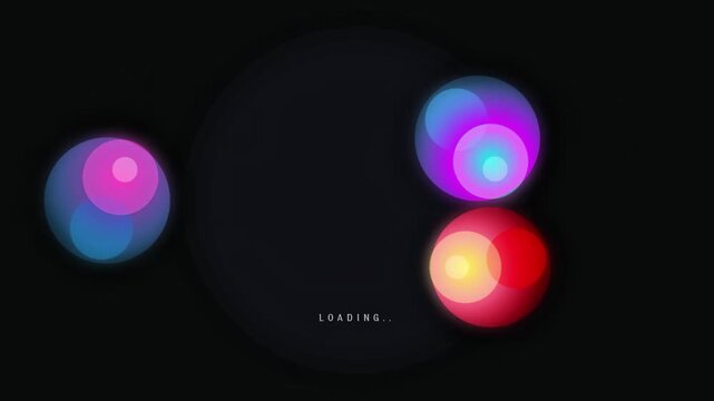 Animated Abstract Glowing Gradient Spheres Loading Screen UI Element on Dark Background