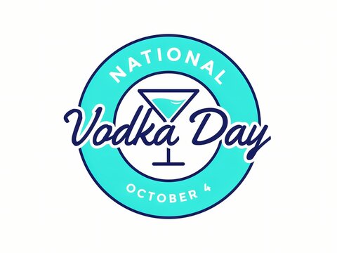 National vodka day badge with a martini glass icon for an october 4th celebration event