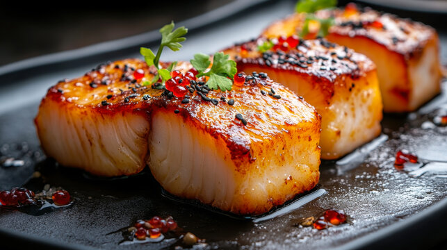 salmon fillets cooking on cedar planks on grill