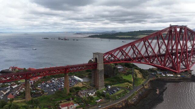 Iconic forth bridge aerial view in scotland