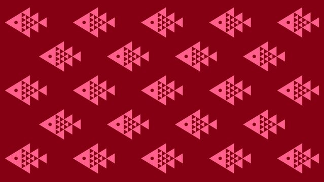 Abstract Red and Pink Fish Seamless Wallpaper. Minimalist Triangulated Fish Pattern. Modern Geometric Marine Animal Vector for textiles, wallpaper, wrapping paper, and creative digital backgrounds.