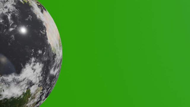 Rotating Earth globe 3D render isolated on a chroma key background for space and science concepts. 3D rendered view of Earth from outer space. World orbit footage.