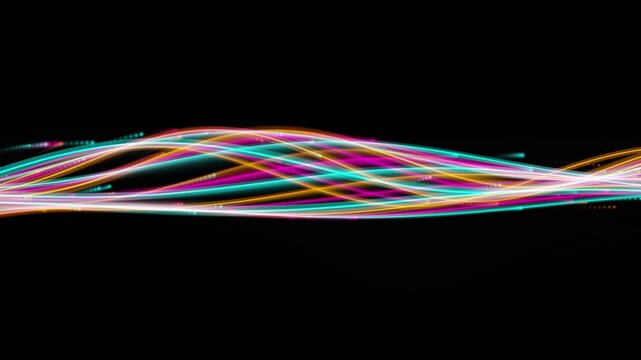 Abstract glowing horizontal light streak across dark background futuristic technology concept