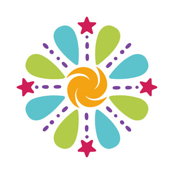 Colorful abstract mandala with stars and dots