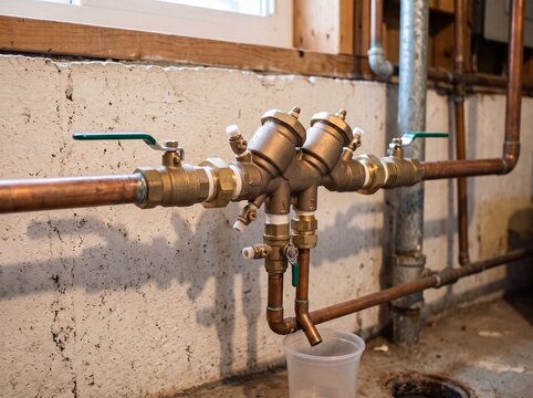 Residential plumbing backflow preventer installation