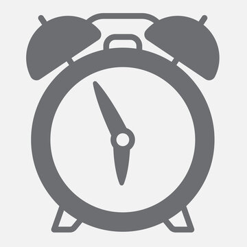 Alarm clock solid icon, early wake up concept. Vector graphics. Morning wake up, alarm clock sign with glyph style icon for mobile or web design
