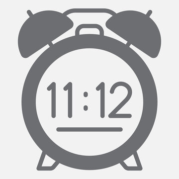 Digital alarm clock solid icon, modern wake up concept. Vector graphics. Sound alarm, digital clock sign with glyph style icon for mobile or web design