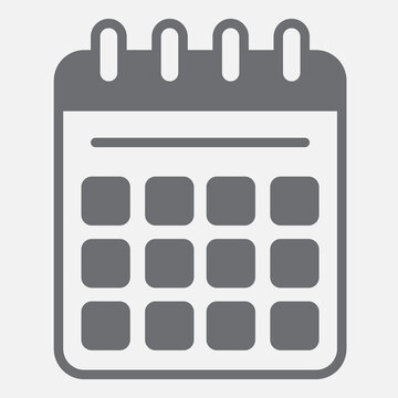 Calendar page solid icon, plan your days concept. Vector graphics. Schedule, organizer sign with glyph style icon for mobile or web design