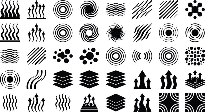 Abstract Geometric Patterns and Silhouette Design Elements Vector Collection