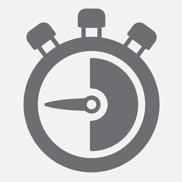 Timer solid icon, time limit, stopwatch concept. Vector graphics. Symbol of stopwatch, timer sign with glyph style icon for mobile or web design