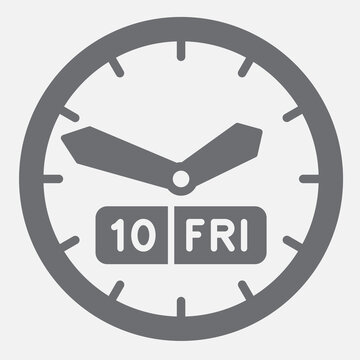 Calendar clock solid icon, date and time concept. Vector graphics. Display date and time sign with glyph style icon for mobile or web design
