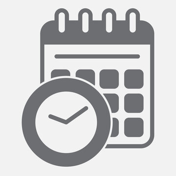 Time management solid icon, time and productivity concept. Vector graphics. Clock and calendar, organizer sign with glyph style icon for mobile or web design