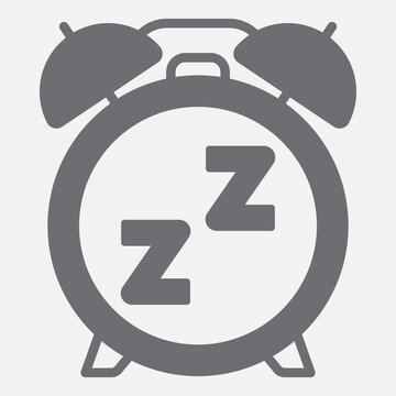 Sleep mode clock solid icon, rest and relaxation concept. Vector graphics. Before bed, sleep time mode sign with glyph style icon for mobile or web design