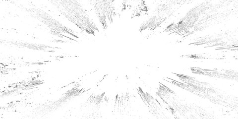 Obraz premium Grunge radial burst background with black distressed lines spreading from center on white, rough texture, abstract explosion pattern, high contrast, edgy minimalist style vector illustration.