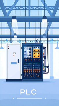 Industrial control panel with PLC and wiring.