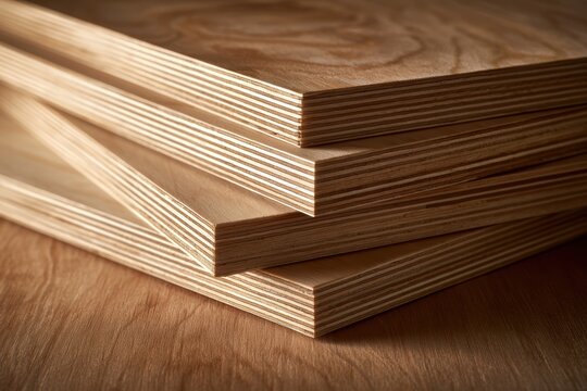 Stacked plywood showing layers and wood grain, suitable for building and carpentry