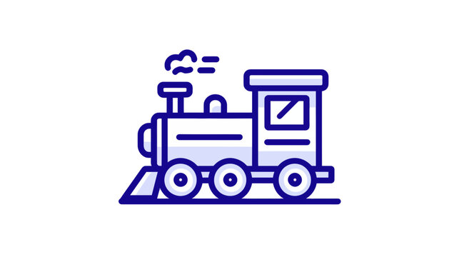 Blue Toy Train Icon Isolated on Transparent Background