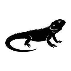 Fototapeta premium Black silhouette of a lizard on white background
