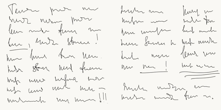 Vector abstract illegible handwritten text. Vintage grunge bad calligraphy script, old book document. illustration of monochrome unreadable handwriting cursive poetry paragraph