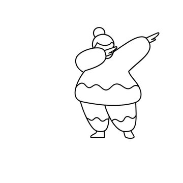 Cartoon character doing a dab dance move