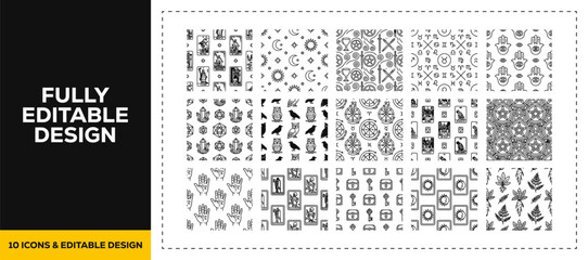 Fototapeta premium flat vector illustration line art icon bundle set design representing circular botanical mandalas floral patterns and organic ornaments for creative branding and craft ui ux