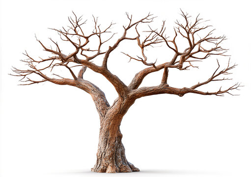 Bare Tree Branches Winter, Death, Despair, Isolation, And Environmental Decline On White Background
