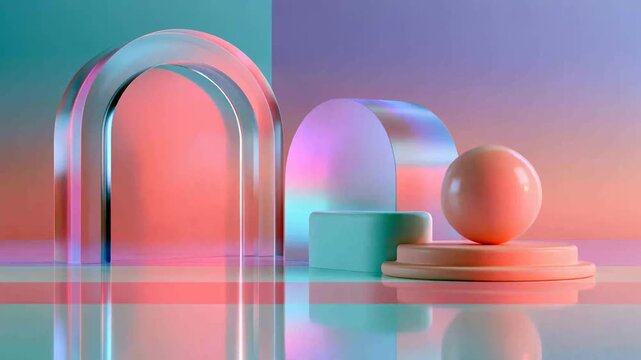 Pastel Product Display with Glass Arch for Online Store Hero