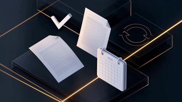 Contract Lifecycle Documents with Calendar and Checkmark Concept