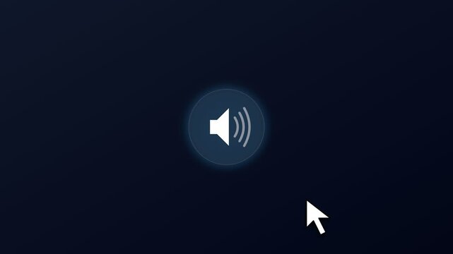 Mute Audio Speaker Button Click Animation Mouse Cursor Volume Icon 4K Loop