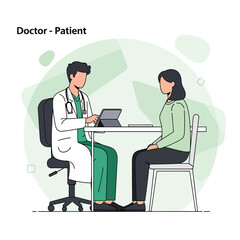 Fototapeta premium Doctor Patient Consultation In Medical Clinic Flat Illustration