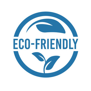 Simple blue eco-friendly badge stamp design isolated on white background vector illustration
