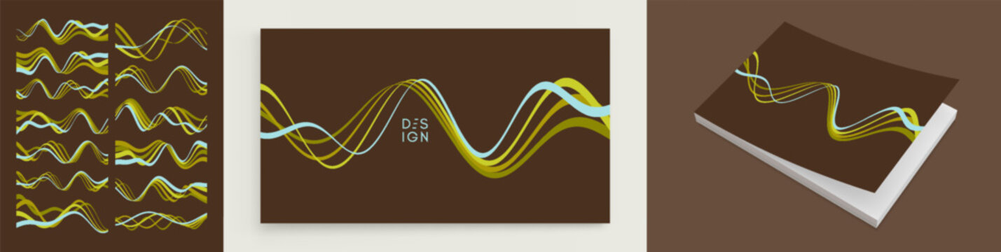 A sound wave or audio signal. An equalizer scale for recording or playback. Cover design template. Vector for brochure, banner, postcard, flyer or presentation.