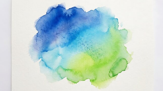 Abstract blue and green watercolor paint splash texture with soft edges and a smooth artistic gradient effect