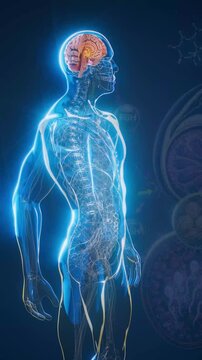 Conceptual 3D animation of testosterone production and spermatogenesis in an x-ray man