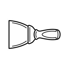 Obraz premium Putty knife line vector icon illustration, construction and renovation tool outline symbol